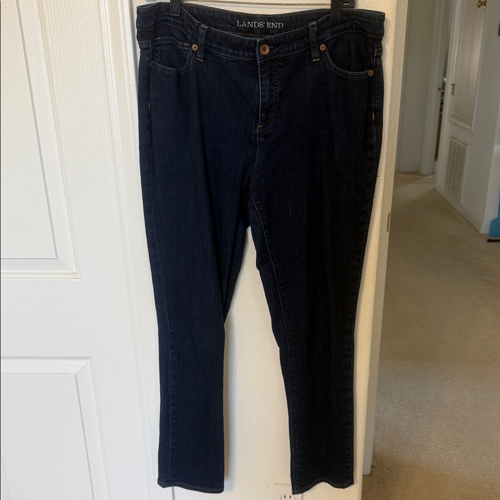 Lands' End Women's Classic Navy Straight Leg Jeans